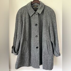 Randi Edward’s Forstmann 100% Wool Coat Gray Herringbone Size 22 W Vintage